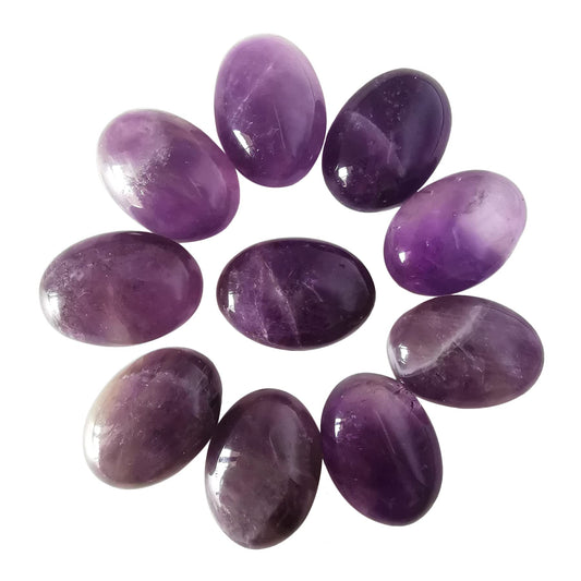 Loveliome 18x13mm Oval Cabochons Flatback Crystal Stone Gemstones Beads for Jewelry Making DIY Pack of 10, Amethyst