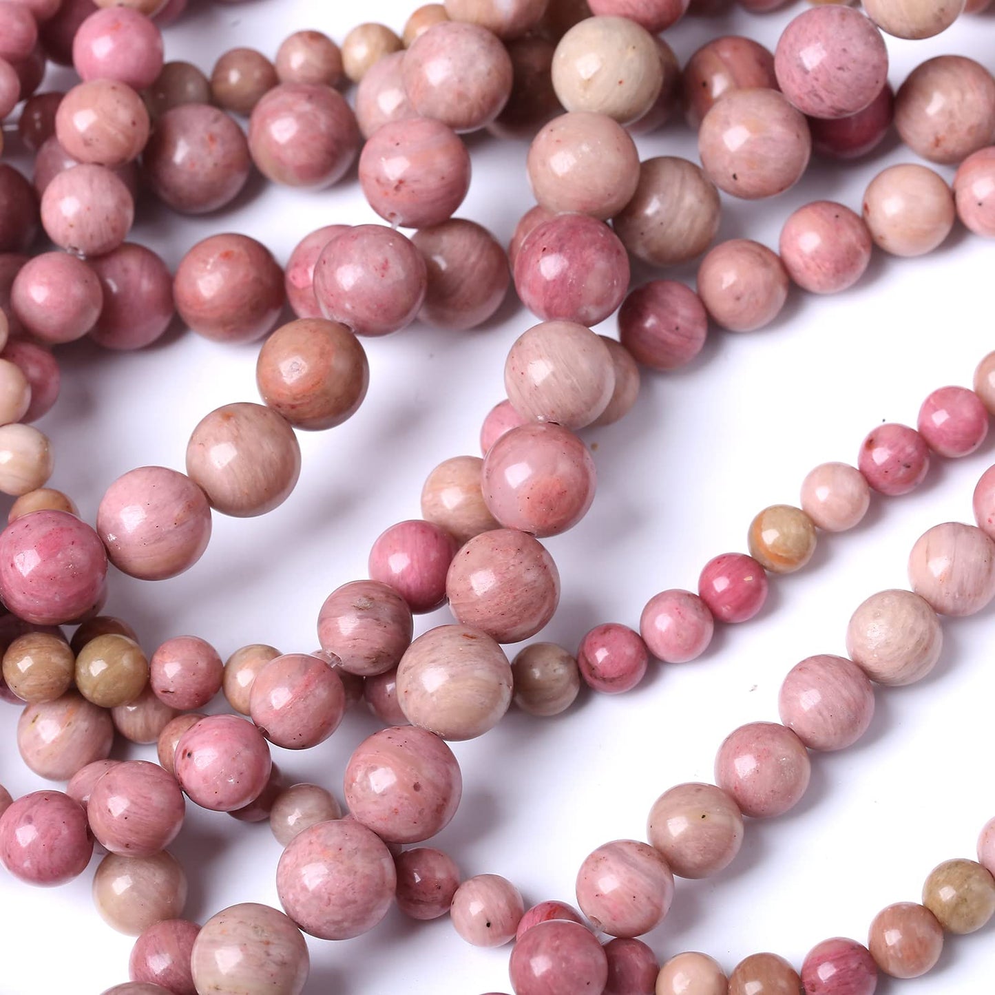 36PCS 10MM Natural Rhodonite Beads Round Loose Stone Beads for Jewelry Making DIY Energy Stone Healing Power Bracelet 15"