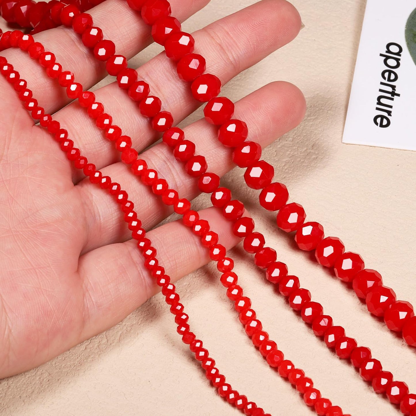 NITOPUPU 300pcs 8mm Crystal Glass Beads for Jewelry Making Faceted Rondelle Flat Porcelain Beads for Bracelets Necklace Earrings DIY Crafts (Red Porcelain Bead)