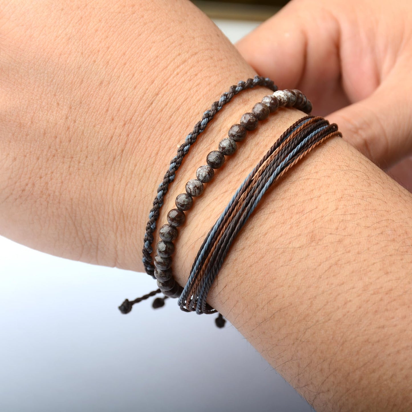 Handmade Natural Stone Beaded Healing Bracelet Gift for Men Adjustable Rope String Bracelet (snowflake, Adjustable)