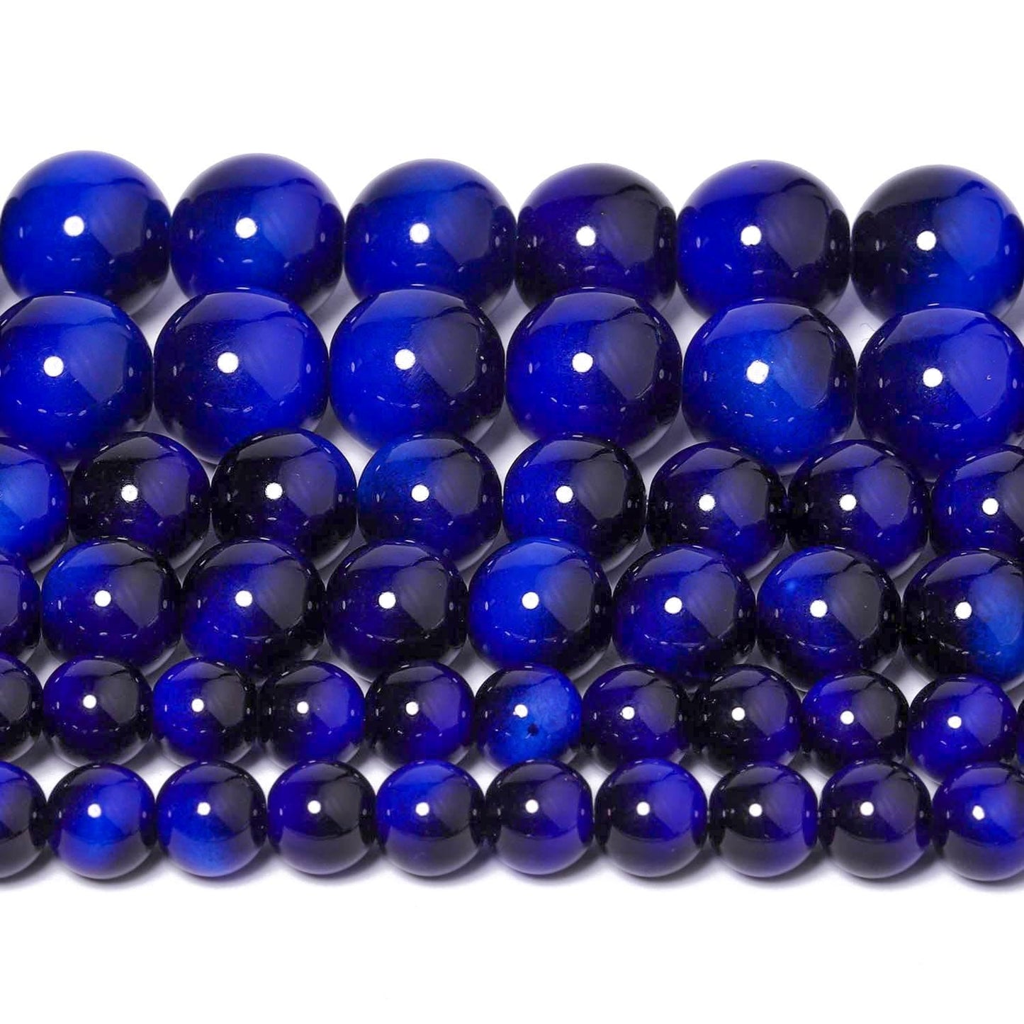 Song Xi 45PCS 8mm Royal Blue Tiger Eye Gemstone Beads for Jewelry Making, Round Smooth Glass Beads for DIY Bracelet Necklace Earring Keychain, Arts and Crafts, for Christmas Wedding Birthday