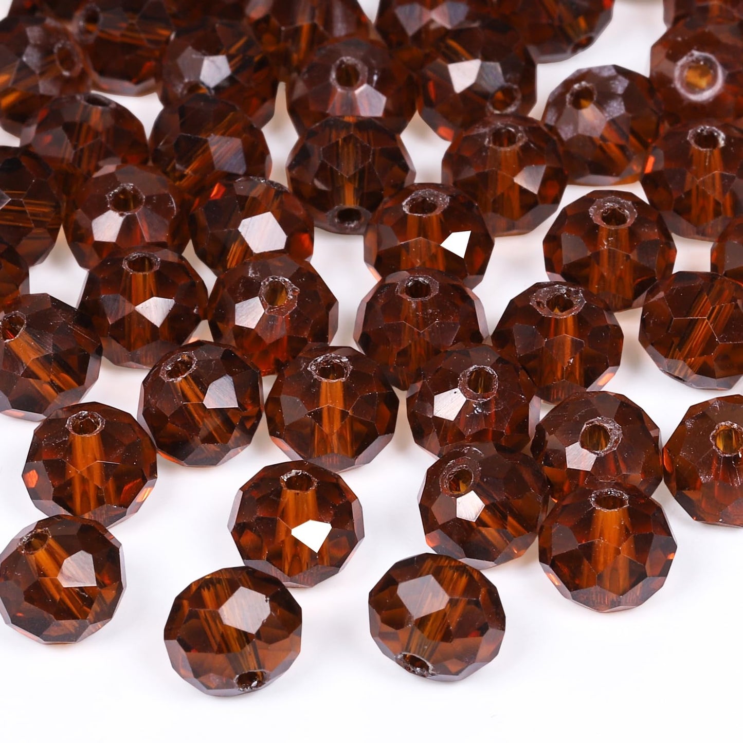 NITOPUPU 1000pcs 4mm Crystal Glass Beads for Jewelry Making Faceted Rondelle Flat Beads for Bracelets Necklace Earrings DIY Crafts (Dark Amber Jade Crystal Bead)