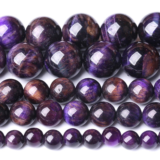 8MM Purple Tiger Eye Stone Beads Natural Gemstone Round Loose Beads for Jewelry and Bracelets Making 90pcs 2 Strands 32"