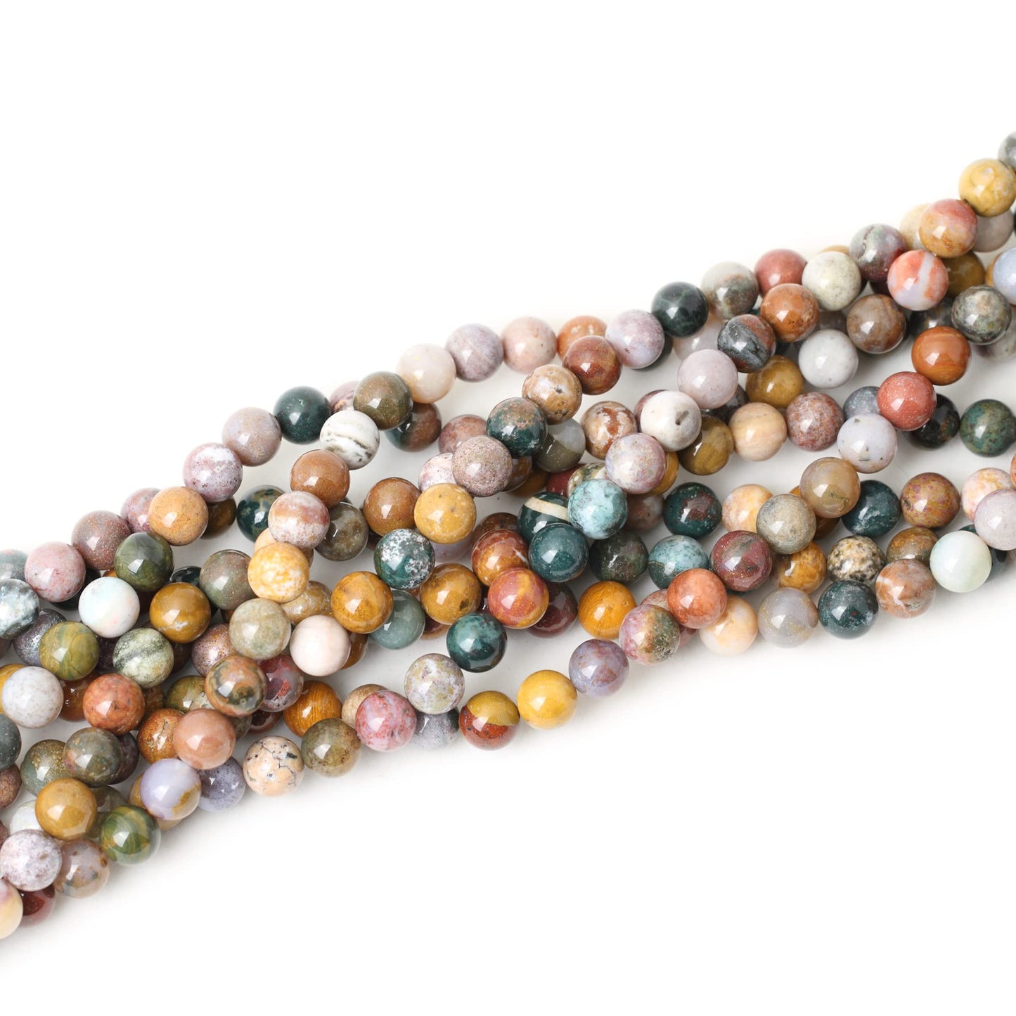 CHEAVIAN 45PCS 8mm Natural Marine Agate Round Loose Beads for Jewelry Making DIY Findings 1 Strand 15"