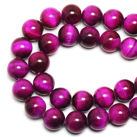 DIQIO Natural Stone Beads Gemstone Beads for Jewelry Making - 6mm Magenta Tiger Eye Beads for Bracelets, Pink Rose Jasper Round Beads(58-60pcs, 6mm, Magenta Tiger Eye)