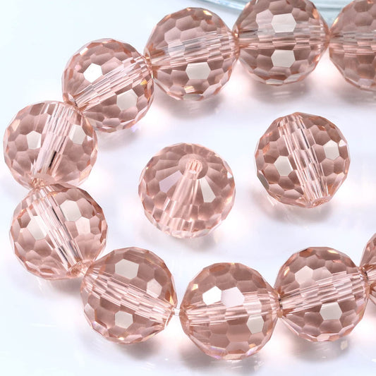 Dowarm 10MM Round Crystal Beads for Jewelry Making, Vintage Rose Faceted Crystal Glass Beads for Crafts Bracelet Wind Chimes Suncatcher, #5003 Rondelle Spacer Beads, Loose Gemstones, 50PCS