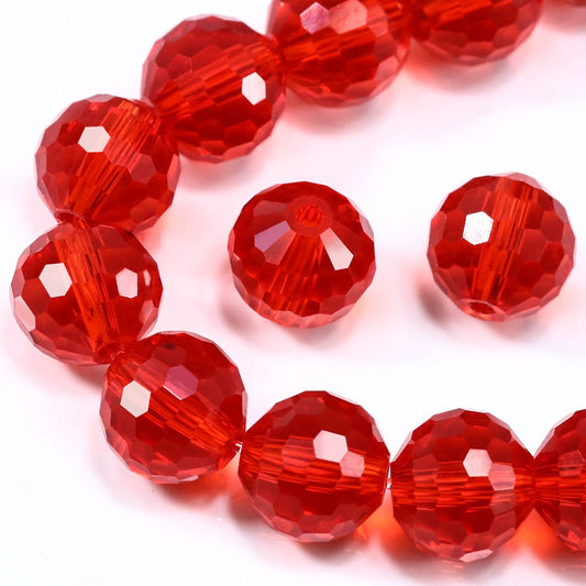 Dowarm 100PCS 8MM Crystal Glass Beads for Jewelry Making, Red/Siam Faceted Crystal Beads for Crafts Bracelet Wind Chimes Suncatcher, #5003 Rondelle Spacer Beads, Loose Gemstones