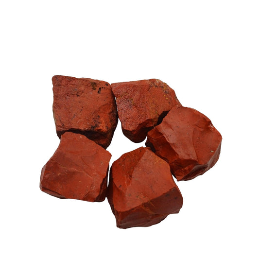 Karma Gems 5 Pcs Rough Red Jasper Natural Crystals - Raw Crystal Rocks for Tumbling - Cool Agate Stone Perfect Collections for Kids - Enhance Personal Luck - Help to Meditation and Concentrate