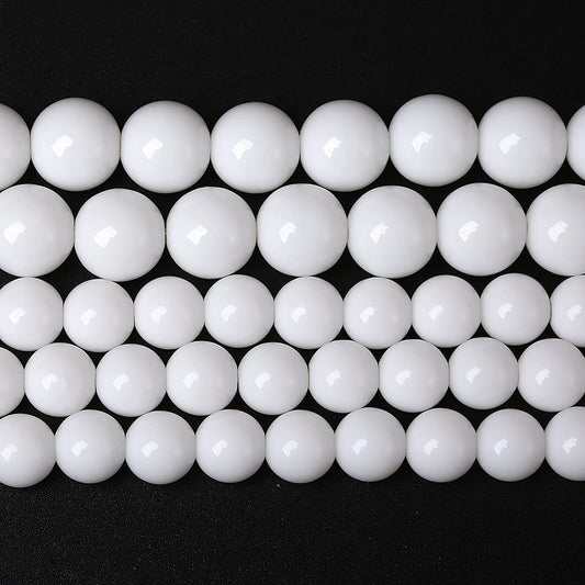 6mm 60PCS White Porcelain Agate Round Spacer Loose Beads for Jewelry Making DIY Bracelet Necklace 15 inches