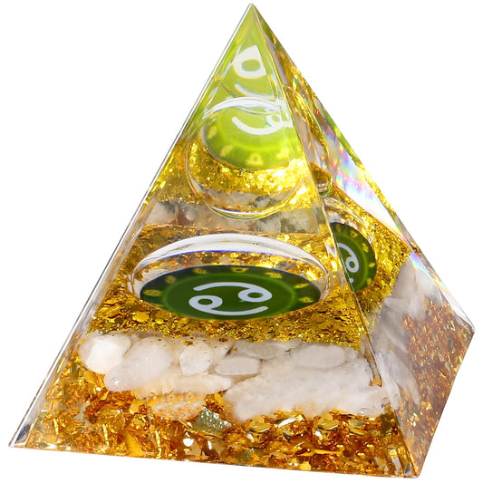YATOJUZI 12 Zodiac Cancer Birthday Gifts for Women Men Healing Crystals Natural Crystal Stones Gemstones Orgonite Chakra Reiki Lucky Energy Gold Decor for Office Desk Decorations