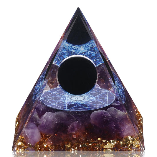 Hopeseed Orgone Pyramid for Positive Energy, Orgonite Natural Obsidian&Malachite Healing Crystals Pyramid for Reduce Stress Chakra Reiki Healing Meditation Cleanses the Mind and Boosts Confidence