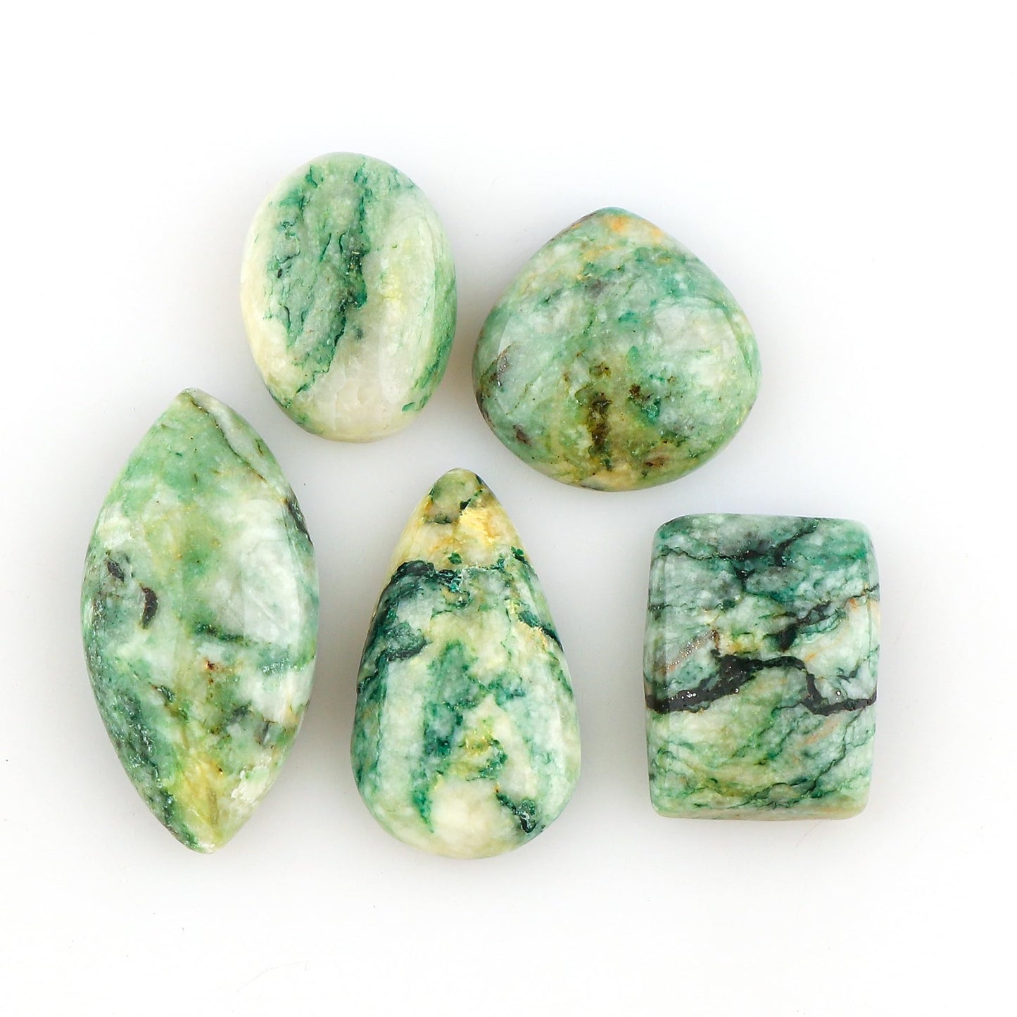 CRYSTALINES (5pcs) Natural Dolomites Gemstone, Bulk Loose Cabochon for Jewelry Making, Polished Stones Supplies, Wicca & Reiki Healing Crystals, Wire Wrapping, Decoration, Gem Collection