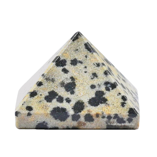 Amazing Gemstone Dalmatian Jasper Pyramid Crystal Healing Stones - 1" Great Pyramid Figurine of Natural Stone Pyramid for Meditation, Reiki, Chakra Balancing and Crystal Pyramids Grid