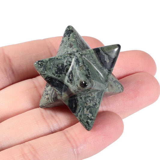Loveliome Natural Kambaba Jasper Merkaba Crystal Protection Sacred Meditation Energy Generator Healing Chakra Six-Pointed Star 1 Inch