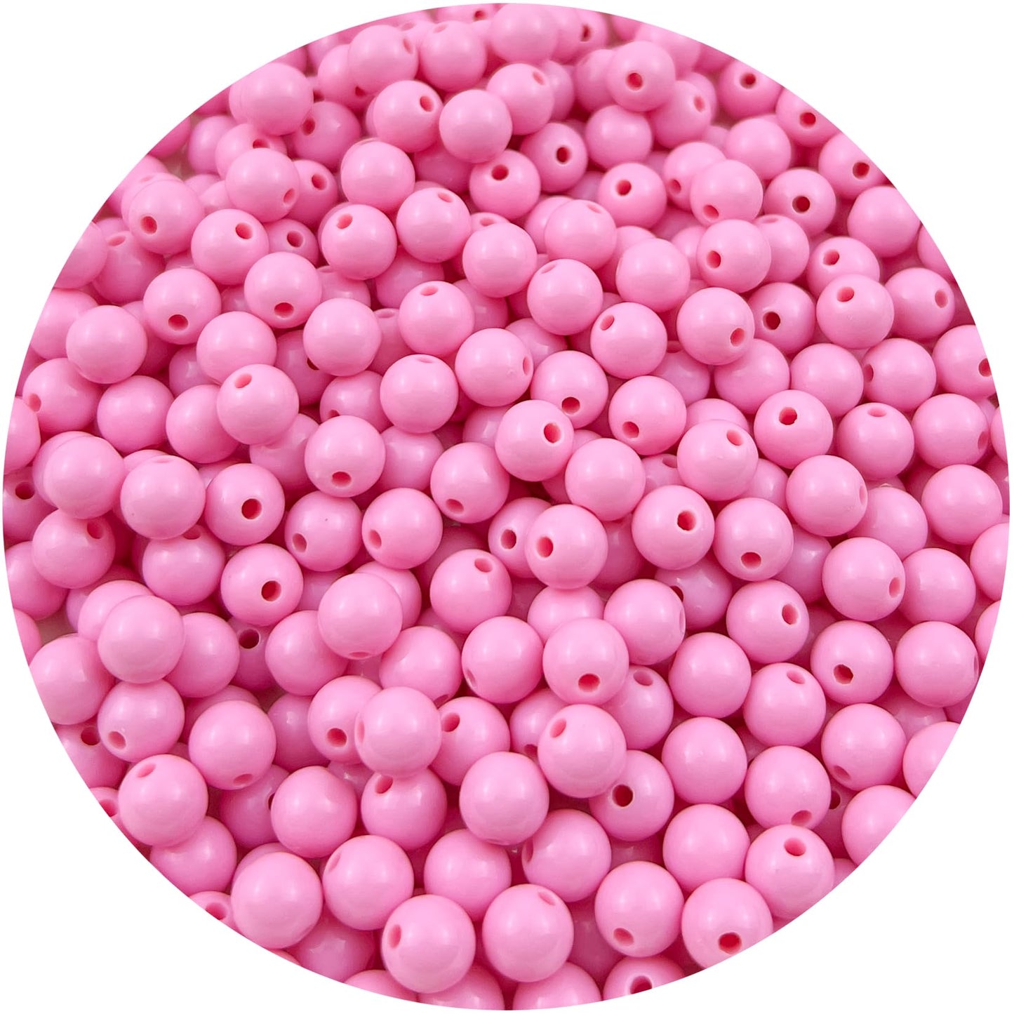 Mulutoo 1000Pieces 6MM Acrylic Round Beads Round Acrylic Balls Chunky Beads Smooth Spacer Plastic Pastel Beads Craft Beads for Necklace and Bracelet Making Crafting Supplies(180-pink)