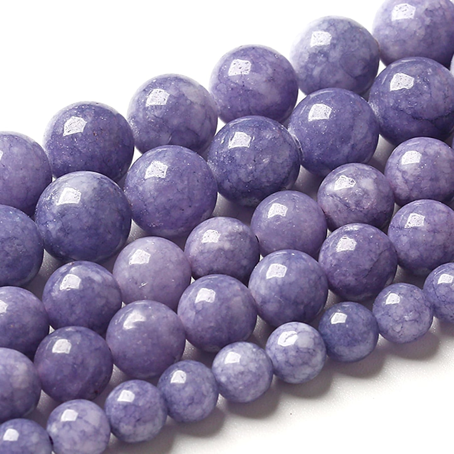 12MM Lavender Purple Chalcedony Natural Stone Round Loose Beads for Jewelry Making and Crafting 32pcs 15"
