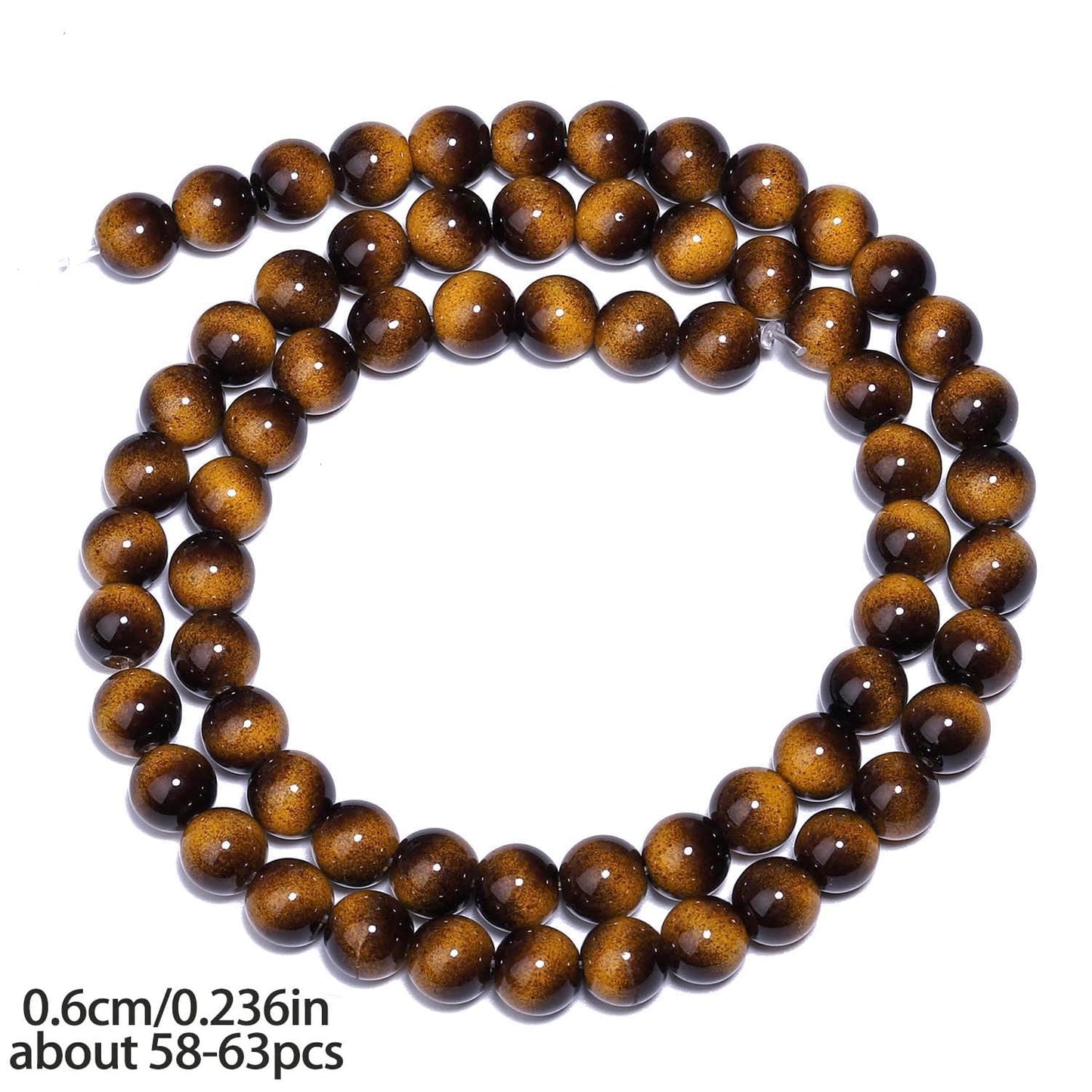Song Xi 60PCS 6mm Yellow Tiger Eye Gemstone Beads for Jewelry Making, Round Smooth Glass Beads for DIY Bracelet Necklace Earring Keychain, Arts and Crafts, for Christmas Wedding Birthday