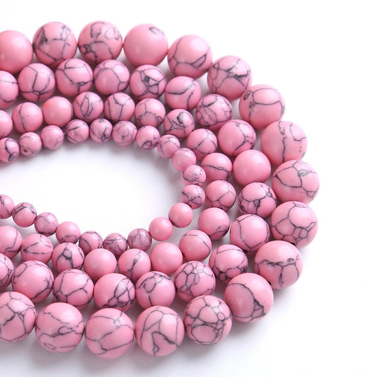 6MM 60PCS Pink Turquoise Spacer Loose Beads for Jewelry Making DIY Bracelet Necklace