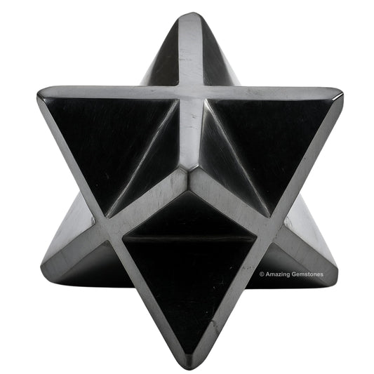 Amazing Gemstone Shungite Merkaba Crystal - 0.75 Inches Metaphysical Merkaba Star for Meditation - Energetic Tetrahedron Crystal and Healing Stones and Healing (15-20mm)