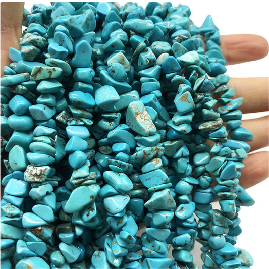 favoramulet 5-8mm Green Howlite Turquoise Tumbled Stone Chip Beads for Jewelry Making, Irregular Shaped Healing Crystal Loose Beads Strand, 64 Inches