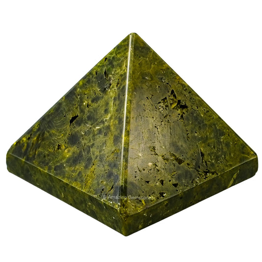 Amazing Gemstone Green Tourmaline in Matrix Pyramid Crystal Healing Stones - 1.5" Great Pyramid Figurine of Natural Stone Pyramid for Meditation, Reiki, Chakra Balancing and Crystal Pyramids Grid