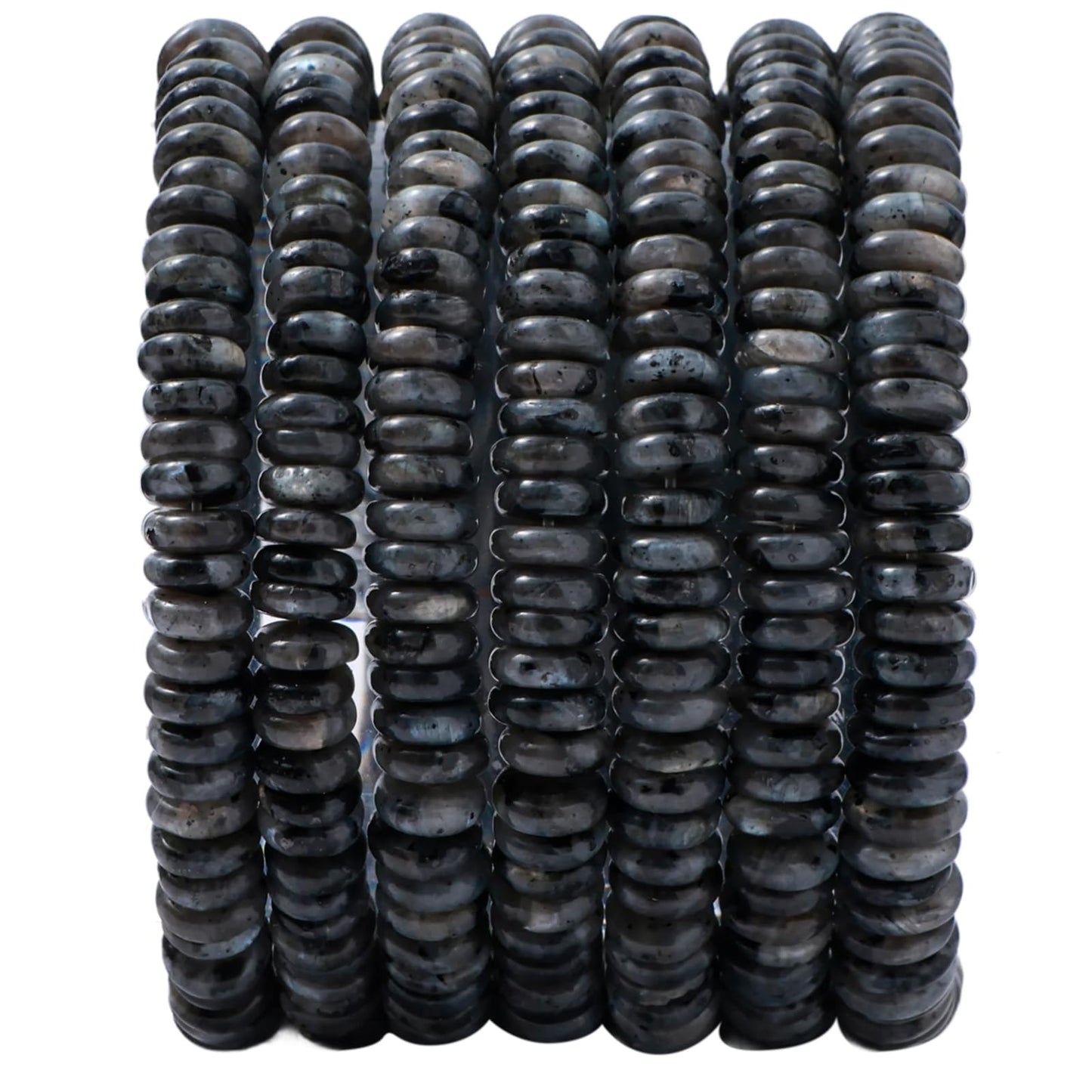 Natural Black Spectrolite Disk Stone Spacer Beads 6x2mm 38cm/str Flat Rondelle Loose Semi Gemstone Caps for Making Bracelets Necklace