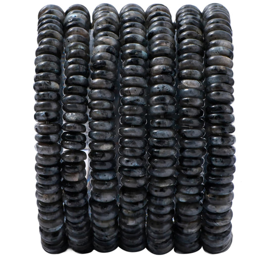 Natural Black Spectrolite Disk Stone Spacer Beads 6x2mm 38cm/str Flat Rondelle Loose Semi Gemstone Caps for Making Bracelets Necklace