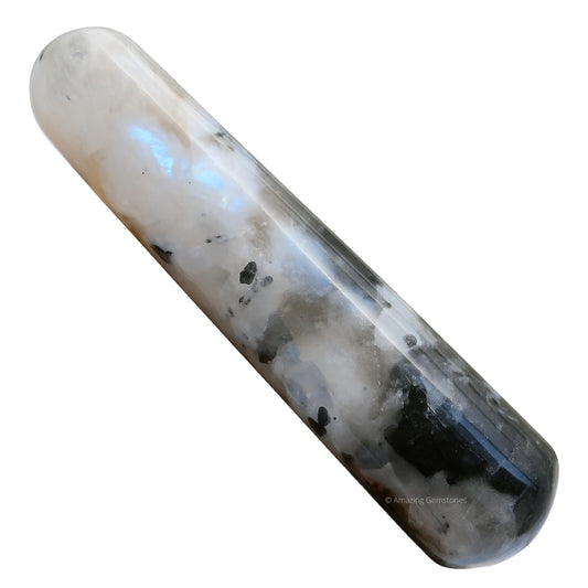 Amazing Gemstone Rainbow Moonstone Crystal Wand Massage Stick - Pelvic Wand Gua Sha for Adults - Crystals and Healing Stones Massage Wands for Adults Gifts (Smooth)
