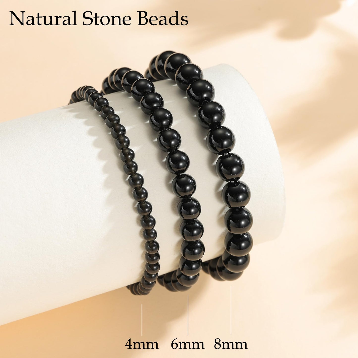 Udolfly Womens Crystal Beaded Bracelets for Women Men Protective Energy Bracelet Natural Gemstone Bead Bracelet 8mm Obsidian