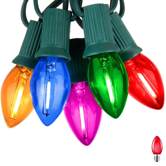 Minetom C7 LED Christmas String Lights, 50FT Multicolor Connectable Vintage Lights for Holiday Decor, Model GYPC-O50LAU