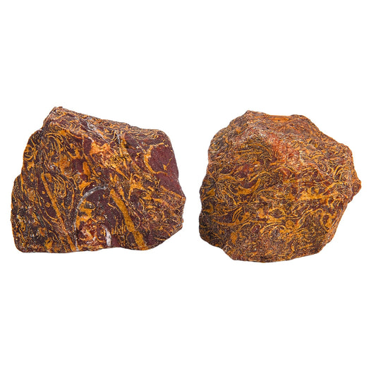 ANAYA AGATE Mariam Jasper 2 Pcs Raw Crystals Rough Gemstones w/Authenticity Card, Velvet Pouch - Large 1.25–2.0" Raw Stones for Tumbling, Cabbing, Polishing, Cutting Natural Healing Crystals for Home Decor, DIY Stones