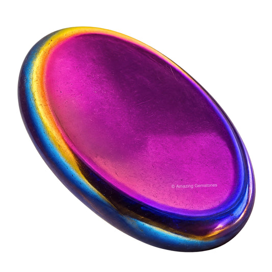 Amazing Gemstone Titanium Aura Quartz Worry Stone, Healing Crystals - Piedra Crystal Fidget for Gift, Meditation, Calming, Relaxation, Stress Relief