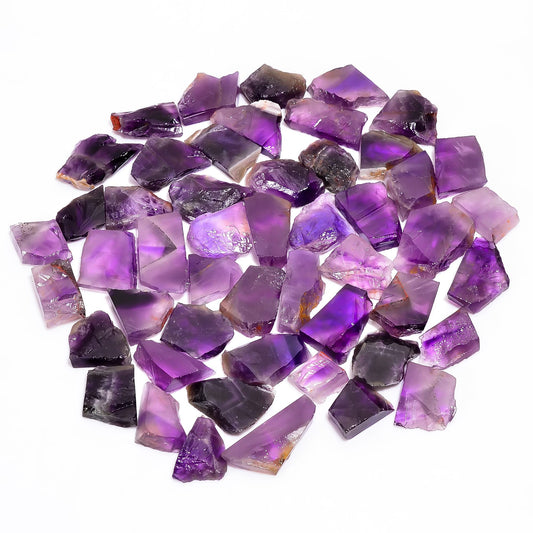 Natural Amethyst Raw Slice Gemstone- Healing Crystals for DIY Jewelry Making -Loose Natural Cabochon -Perfect for Crafting Unique Jewelry Designs (5 pcs, 25-35 mm)