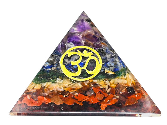 Amazing Gemstone Large Orgone Pyramid | Natural Chakra Pyramid Crystal | OM Orgonite Pyramid | Organ Pyramids Positive Energy Healing