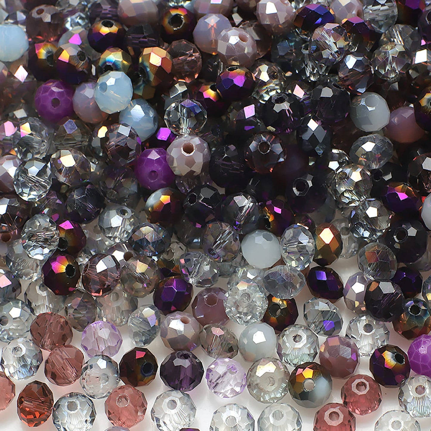 Niziky 200PCS Purple Crystal Rondelle Beads, 6MM Faceted, Multicolor, 48 Facets/Bead, Great for Jewelry Making