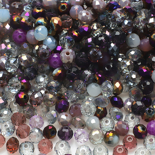 Niziky 200PCS Purple Crystal Rondelle Beads, 6MM Faceted, Multicolor, 48 Facets/Bead, Great for Jewelry Making