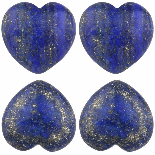 rockcloud Healing Crystal Lapis Lazuli Heart Love Carved Palm Worry Stone Chakra Reiki Balancing 0.8" Mini Size(Pack of 4)