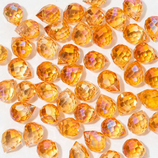 Crystal Beads, 50pcs Glass Beads, Assorted Crystal Beads for Jewelry Making, Shiny Teardrop Shape Jewelry Beads Glass Beads Bulk for DIY Craft Necklace Bracelet Earring(8x10mm, Champagne Gold)