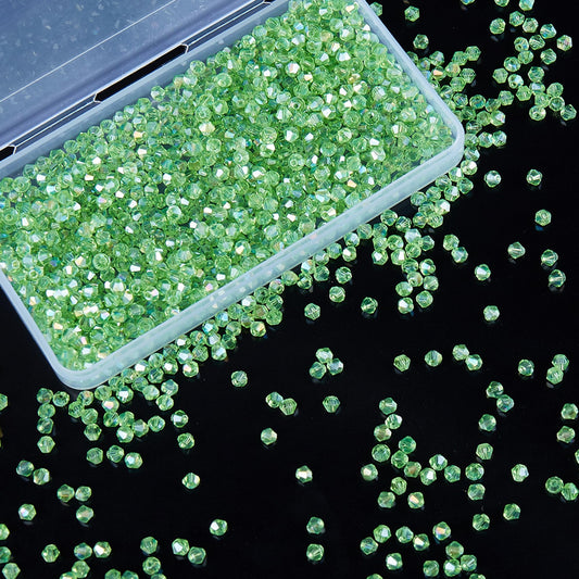 Laopottbeads 1100PCS 4mm Bicone Crystal Glass Beads for Jewelry Making, Sparkling Mini Beads for Suncatchers, DIY Bracelets & Craft Projects (Green)