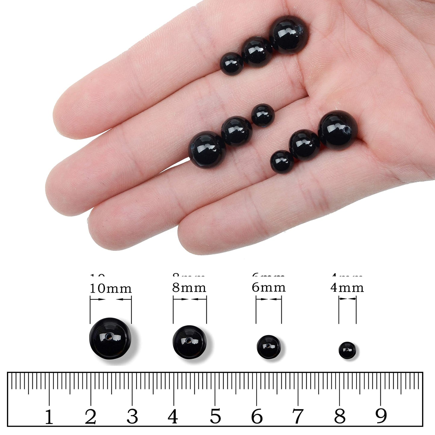 AD Beads Natural Gemstone Round Loose Beads 15" for Bracelet Necklace Earrings Jwelery Making Crafts DIY (4mm, Black Onyx)