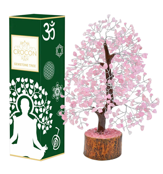 Crocon® Rose Quartz Crystals Tree, Birthday Gifts for Women, Mom, Sister & Girlfriend | Pink Room Decor Healing Crystals | House Warming Gifts Unique Spiritual Present Idea for Woman & Men Decoration