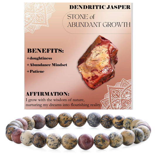 Bivei Dendritic Jasper-Grounded Growth-6mm Beaded Bracelets for Women Handmade Semi Precious Natural Stone Stretch Elastic Jewelry for Women Yoga Protection Gifts