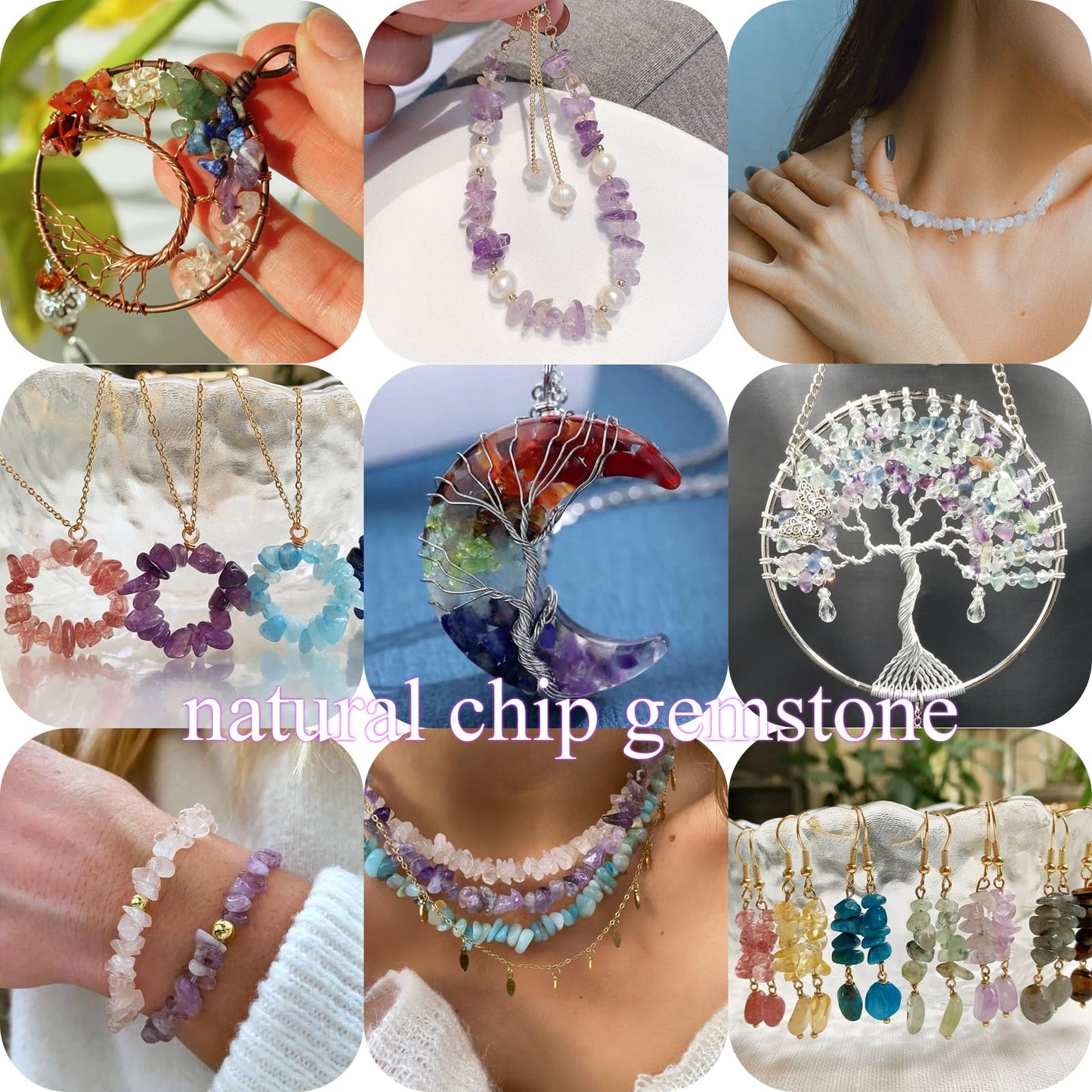 400pcs Natural Chip Stone Beads for Jewelry Making Rose Quartz 5-8mm Irregular Gemstones Healing Crystal Loose Rocks Bead Hole Drilled for Ring Earrings Necklace Bracelet Making DIY Art Crafts