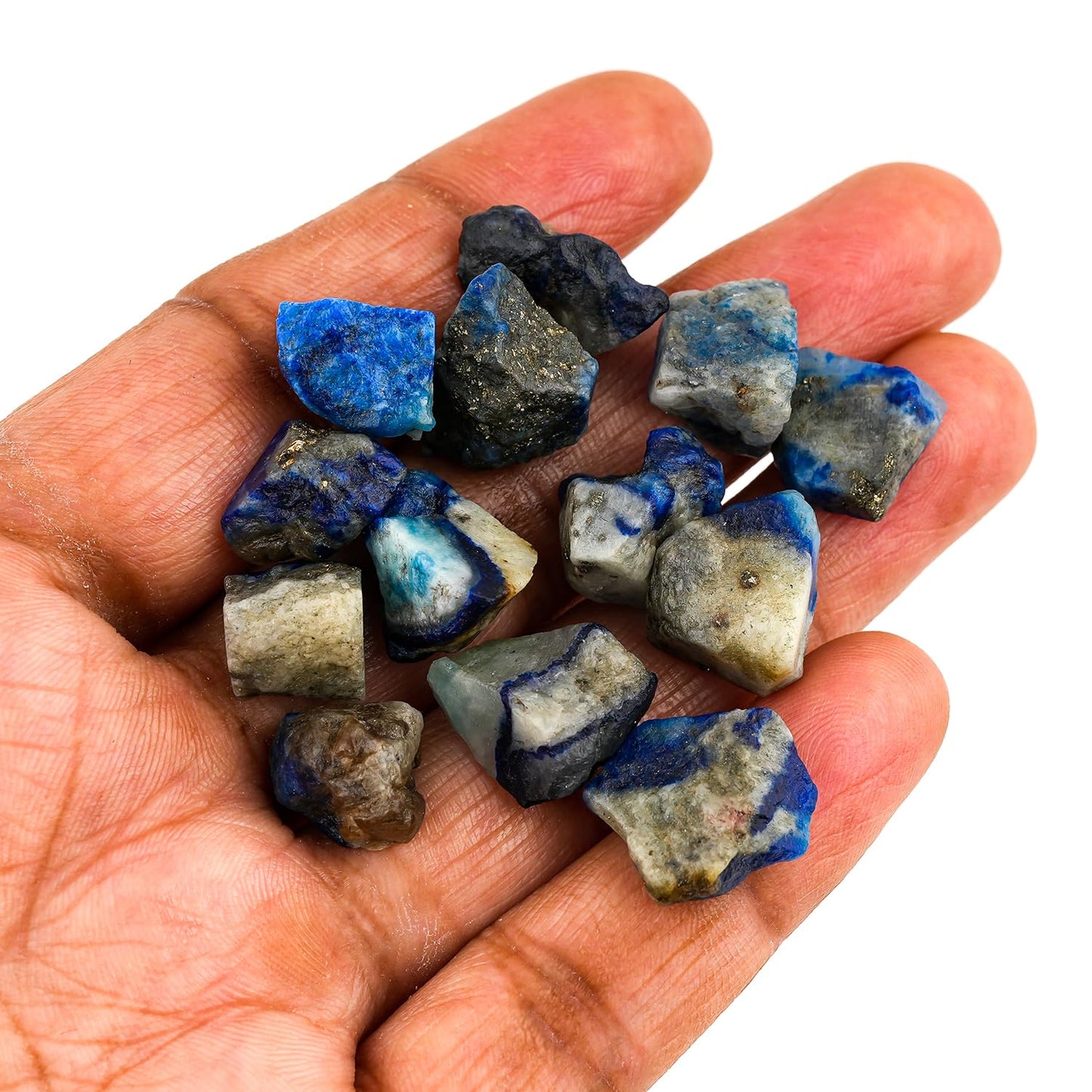 ColouredRocks 100 carats Copper Afghanite Crystals, Raw Stones, Rough Gemstones, Jewelry Making Supply, Cabbing, Polishing, Cutting, DIY, Crafts (12-14pcs) (8-14mm)