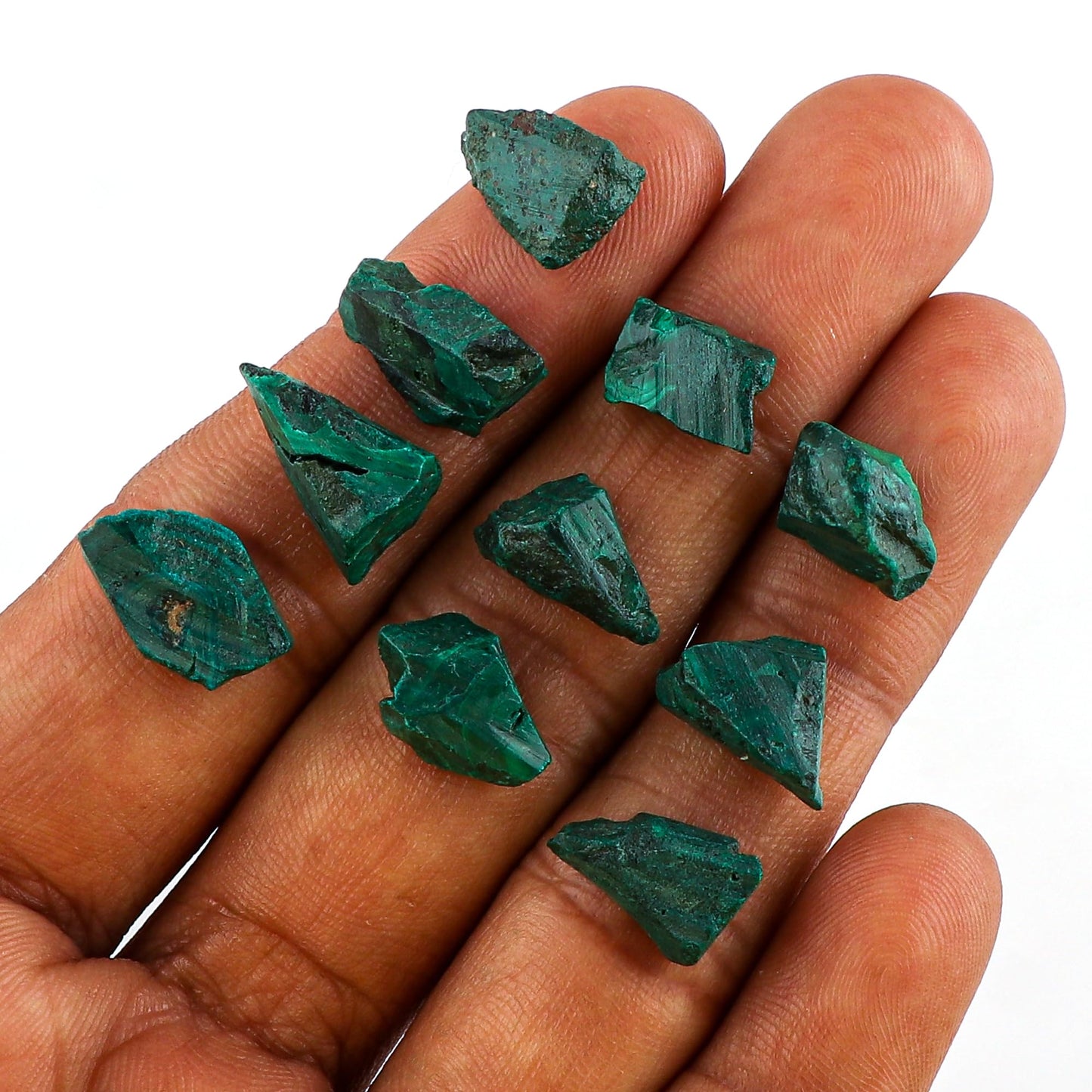 CRYSTALINES (10pcs AAA Grade Natural Raw Malachite Gemstones, Wholesale Rough Stones, DIY Craft-Jewelry Making, Bulk Loose Supplies, Healing Crystals, Gem Collection, GiftGiving