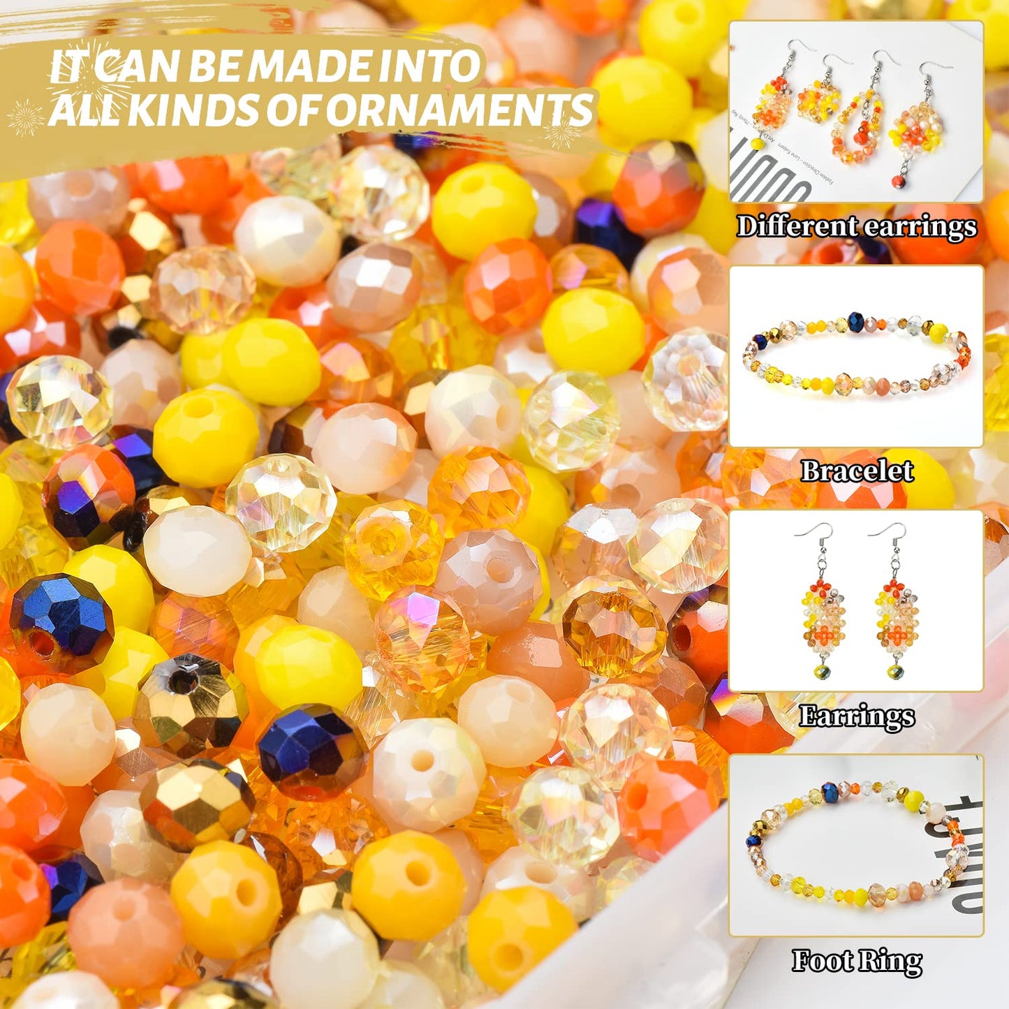 KINGSHINE Wholesale 4/6/8mm Crystal Rondelle Beads for Jewelry Making Findings Include Plastic Storage Box,Faceted Glass Beads,Spacer Beads for Bracelets Earrings