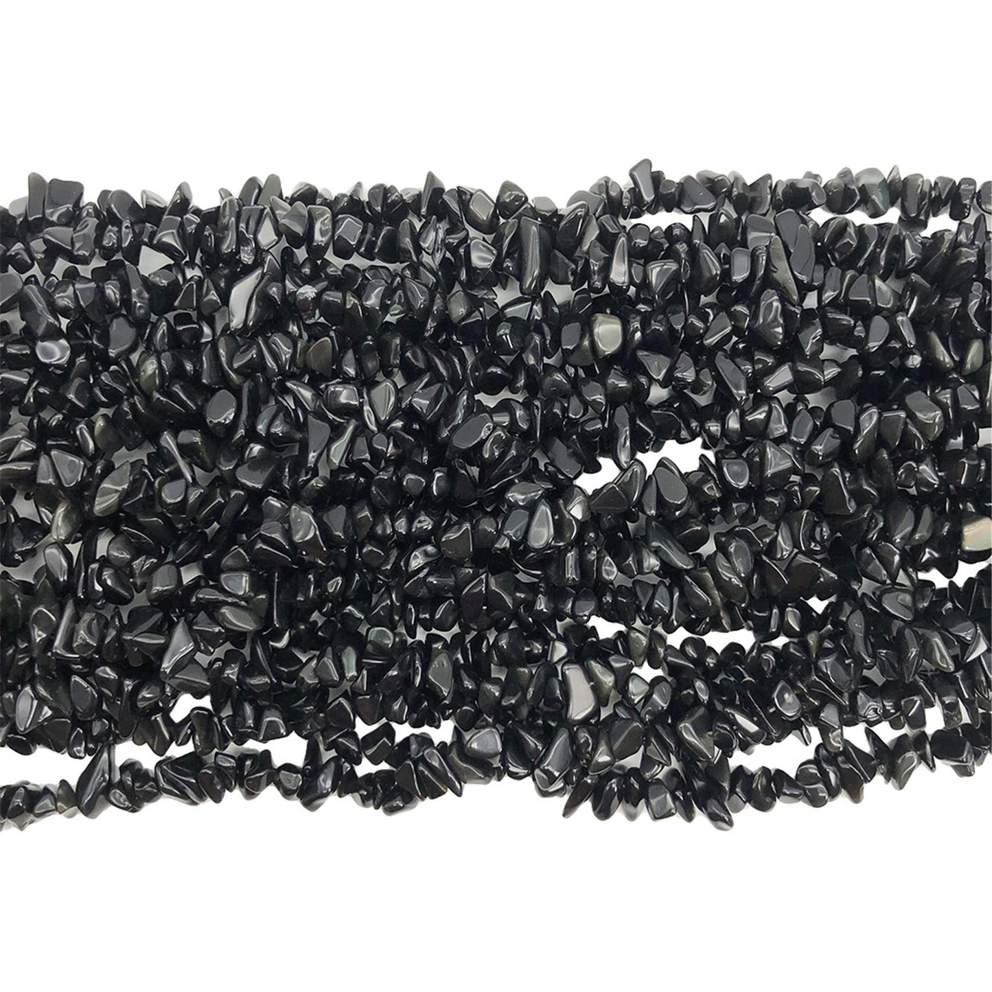 Fekuar 64" Irregular Tumbled Black Obsidian Chip Beads for Jewelry Making, Healing Crystal Drilled Loose Bead Strand DIY Craft Supplies, 5-8mm