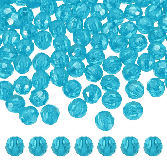 MECCANIXITY 400pcs Czech Faceted Bicone Beads 8mm Glass Spacer Bead Bulk for Jewelry Making & DIY Craft, Deep Lake Blue