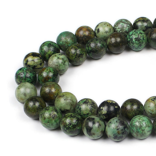 MJDCB Natural African Turquoise Beads Round Loose Stone Beads for Jewelry Making DIY Bracelet Necklace Accessory 15" (8mm)