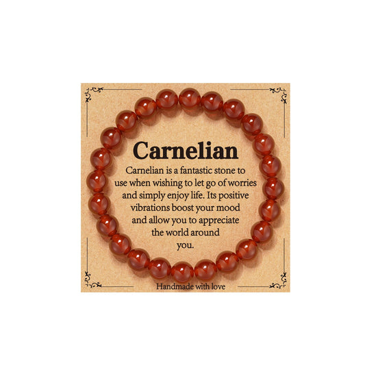 Gnamy Red Carnelian Bracelet for Women, Healing Crystal Spiritual Anxiety Healing Natural Stone Beads Bracelets Birthday Jewelry Gifts for Mom Girlfriend Sister Friends Her